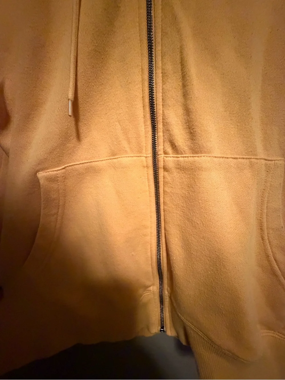 True Religion Mustard Zip Front Hoodie with Logo